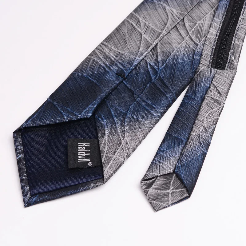2020 מעצב אופנה חדשה 8cm עניבות לגברים כחול אפור הדרגתי רוכסן עניבות מסיבת חתונה רשמית חליפת עסקים עם קופסא מתנה - 1
