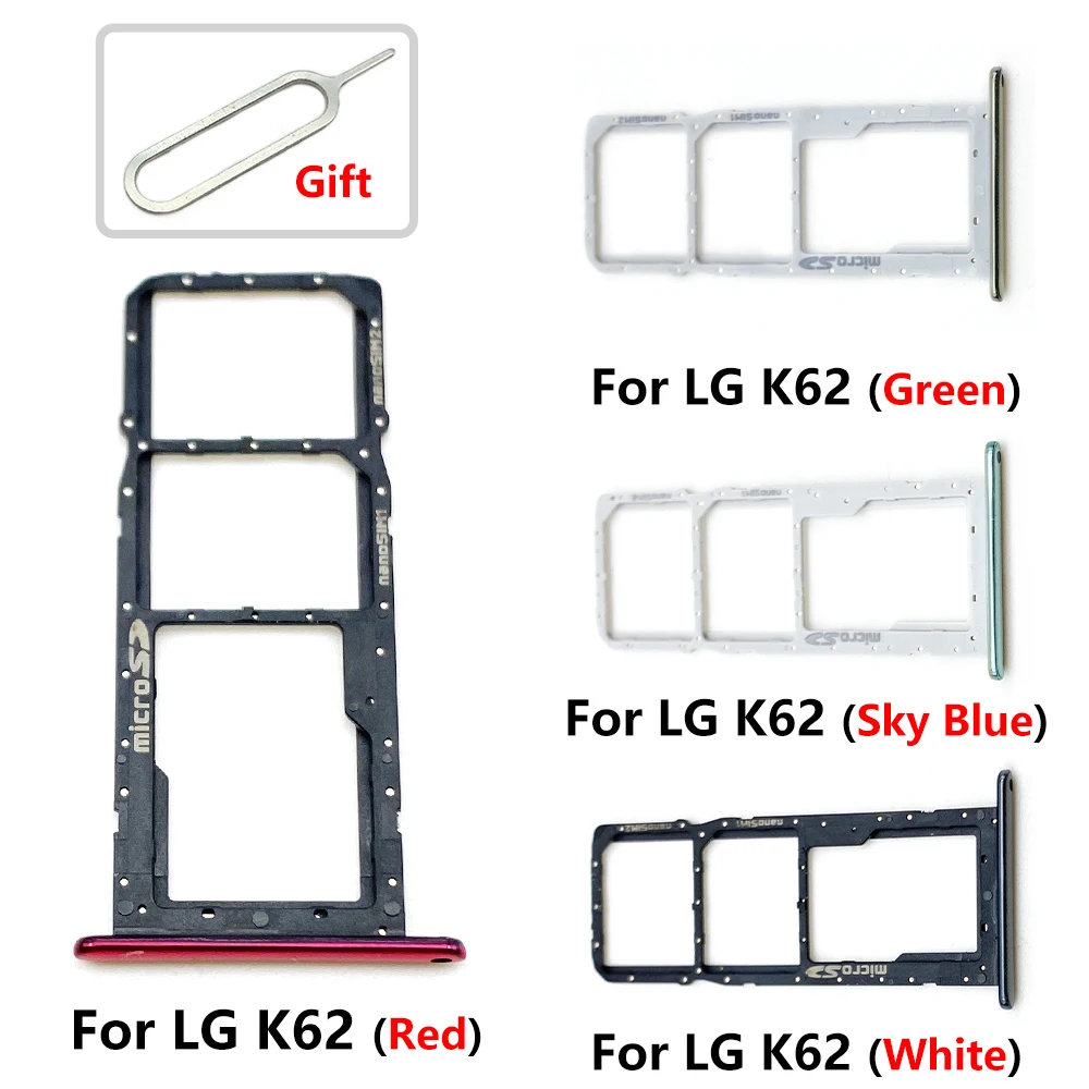 עבור LG K22 / K42 / K52 / K62 ה-Sim כרטיס כפול טלפון נייד שקע חריץ מגש הקורא בעל החלפת ה-Sim יציאת מגש חלקי חילוף - 1