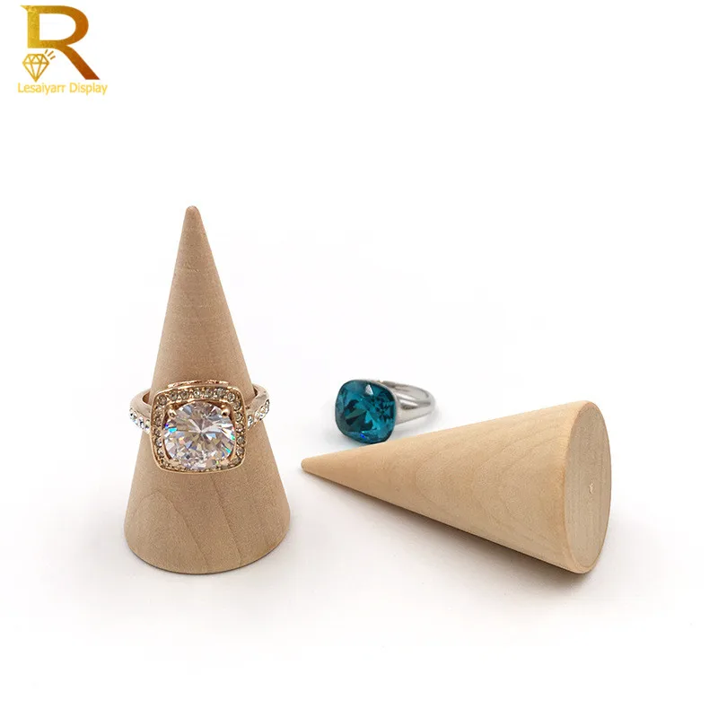 5Pcs/Set עץ חרוט יצירתי טבעת מחזיק טבעת ארגונית תכשיטים מחזיק תצוגת הטבעת כלי תצוגה תכשיטים אחסון ציוד - 1
