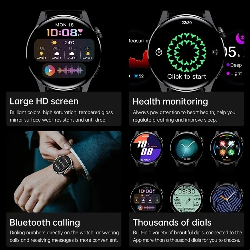 2023 החדש Bluetooth לקרוא שעון חכם גברים מגע מלא ספורט כושר שעונים עמיד למים קצב לב פלדה בנד שעון חכם אנדרואיד IOS - 1