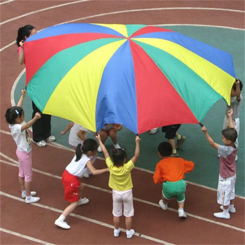 קוטר 2 מטר ילד ילד ספורט פיתוח חיצונית קשת מטריה מצנח צעצוע לקפוץ-שק Ballute לשחק מצנח 8 הצמיד - 1