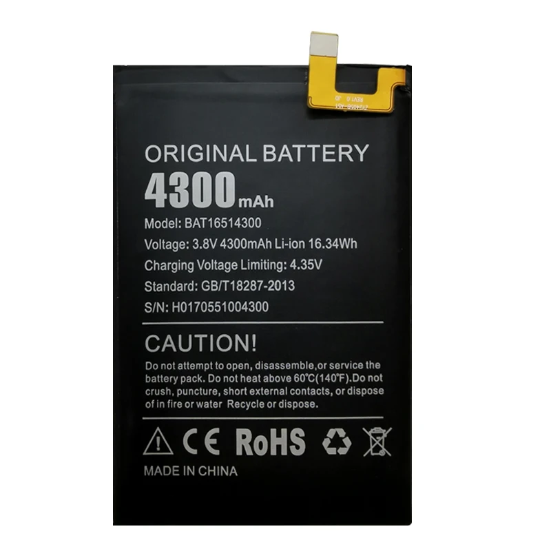 100% מקורי חדש Doogee Y6 מקס BAT16514300 החלפת הסוללה 4300mAh טלפון חכם חלקים Bateria Batterie Baterij + כלים חינם - 1
