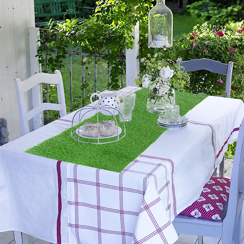 1piece 120x35cm ירוק סימולציה שטח השולחן דגל חיצוני מסיבת חתונה ' ונגל נושא המסיבה הסצנה במלון קישוט אביזרים - 1