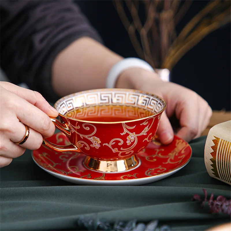 קרמיקה וערכת קפה עצם סין תה חלב ספלים כפול כוסות & צלחות כף מטבח Drinkware מתנות יום הולדת מתנות חתונה תיבת - 1