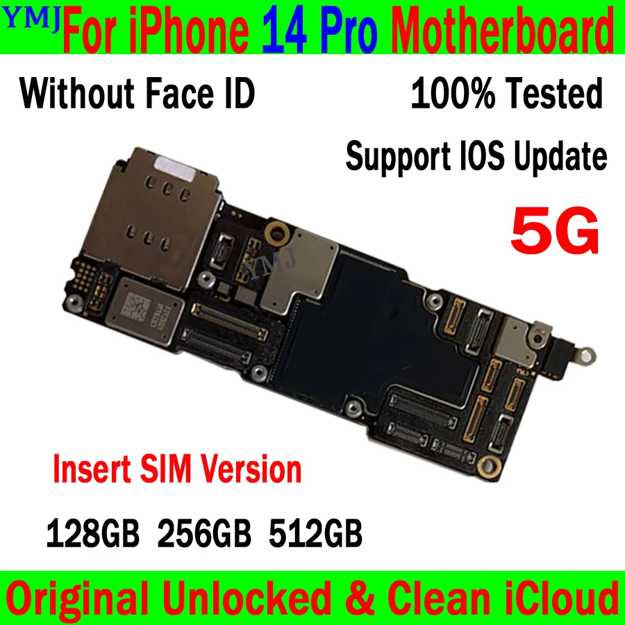 תמיכה ב-IOS עדכון & 5G IPhone 14 PRO לוח האם המקורי סמארטפון נקי Icloud לאייפון 14 Pro Logic Board 100% נבדק - 1