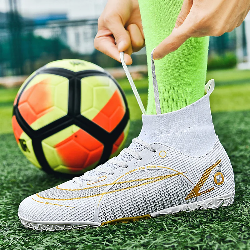 גברים גבוה צווארון ארוך מסמר נעלי כדורגל ילדים דשא אימונים נעלי כדורגל אנטי להחליק FG/TF איכות גבוהה נעל ספורט - 1