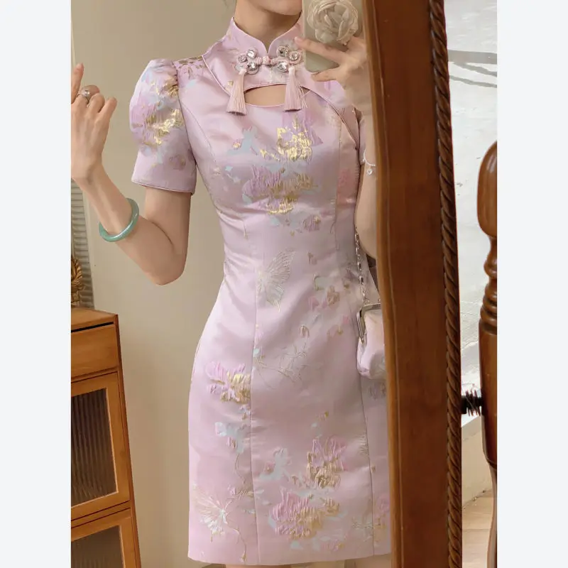 2023 אלגנטי מסורתי סיני שמלת טמפרמנט מפורסמים שונה Cheongsam Kawaii חמוד צרפתית השמלה - 1