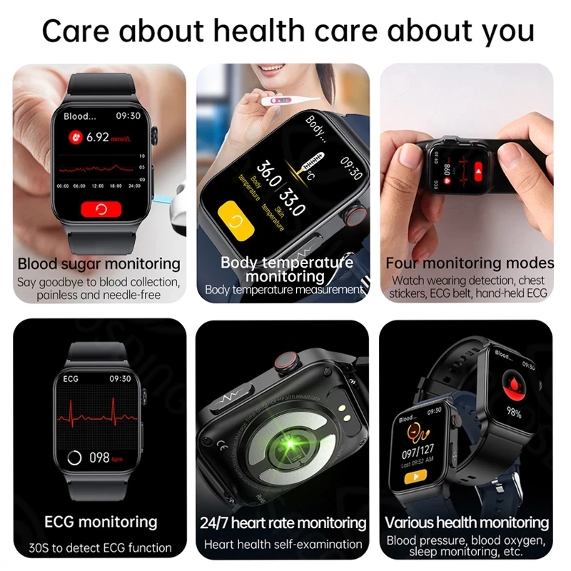 חדשים א. ק. ג+PPG שעון חכם גברים לייזר הטיפול של יתר לחץ דם, היפרגליקמיה היפרליפידמיה קצב הלב בריא ספורט גברים Smartwatch - 1