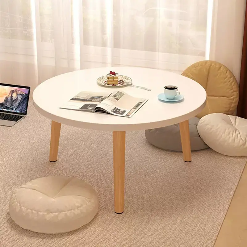 ביתיים פשוטים מעץ מלא הרגל הספה בצד מיני שולחן השינה יושבים סביב שולחן נטו אדום שולחן נמוך חלון תה שולחן עגול - 1