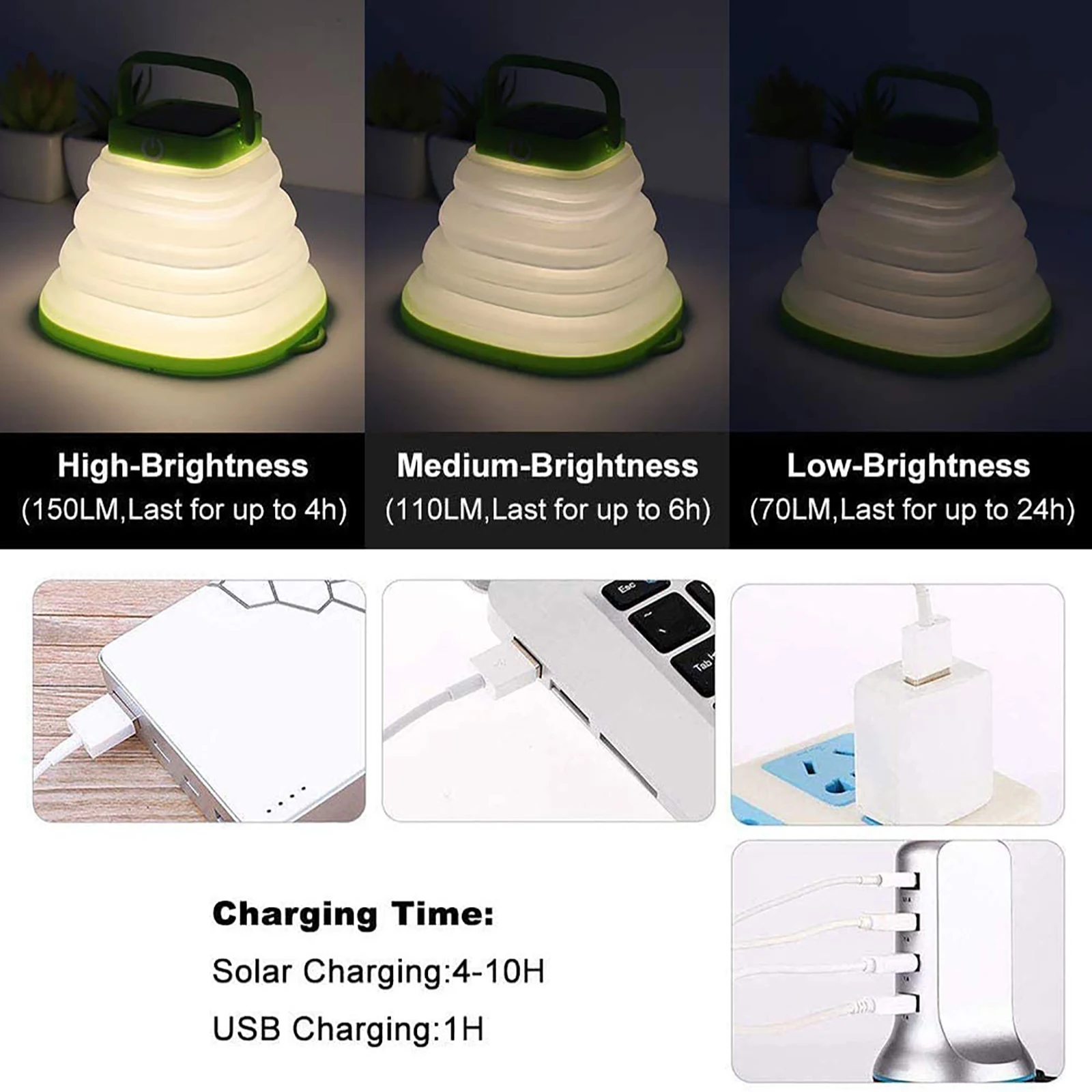 השמש קמפינג אורות LED פנס נייד USB מנורה מתקפל בועה 500mAh מיני אור חירום חיצונית טיפוס תאורה - 1
