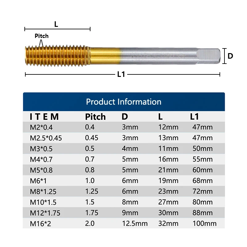 CMCP שחול ברזים M2-M16 Fluteless להרכיב מכונה ברזים ציפוי בדיל ערך לדפוק חוט הקש על התרגיל מתכת השחלה כלים - 1