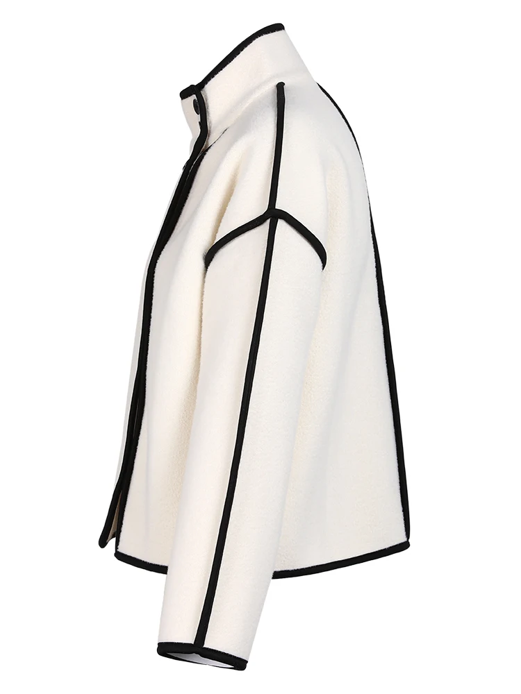 [ידה] רופף צבע בז '-לחסום גודל גדול חם ' קט חדש לעמוד צווארון שרוול ארוך לנשים המעיל אופנה האביב הסתיו 2023 1DF158700 - 1
