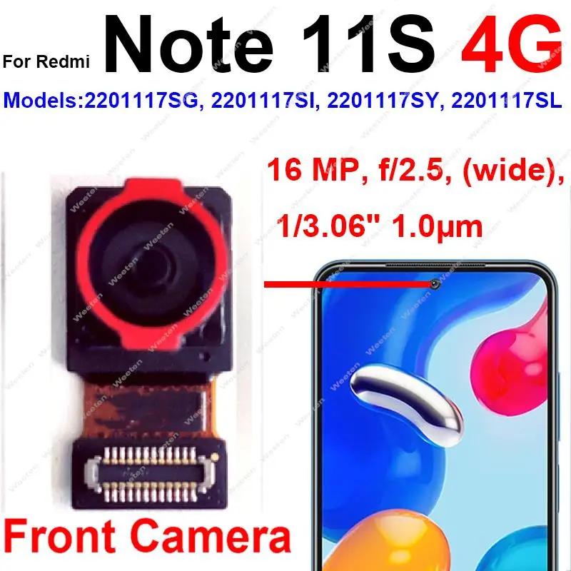 קדמי אחורי מצלמה ראשית Xiaomi Redmi הערה 11S 4G 11S 5G חזרה לפני Selfie קטן מול המצלמה גדול להגמיש כבלים חלקים - 1