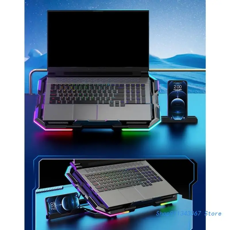 משטח קירור למחשב נייד מחשב משחקים סטנד מחשב נייד עמוד קמה עם 6 מאוורר זרוק משלוח - 1