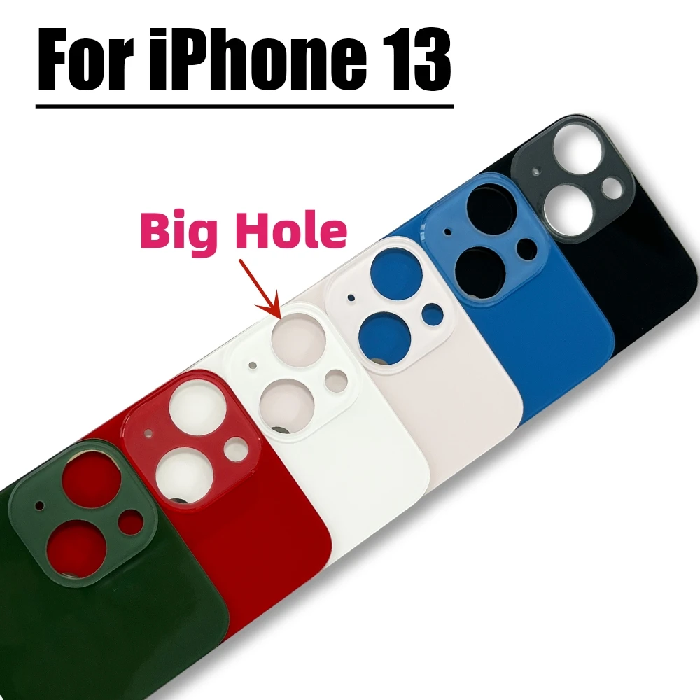 עבור iPhone 13 בחזרה לוח זכוכית מכסה הסוללה חלקי חילוף חדשים ומקוריים אותו הדבר עם לוגו דיור אחורי חור גדול מצלמה זכוכית - 1