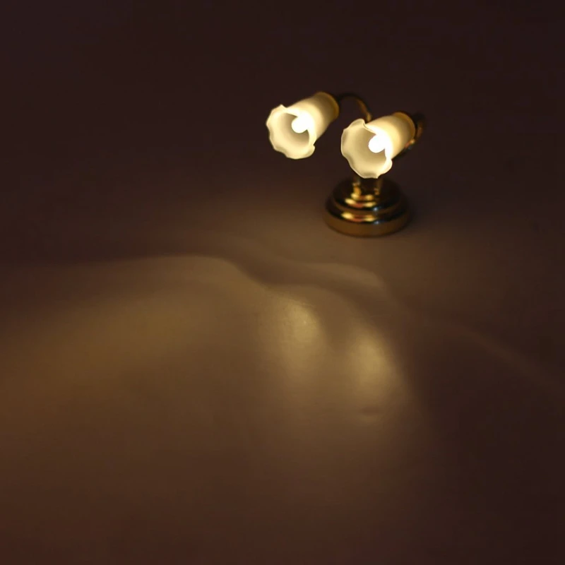 1Pcs 1:12 בית בובות מיניאטורי Led מיני תליון מנורת קיר אור & 1Pcs התקרה אור - הזהב. - 2