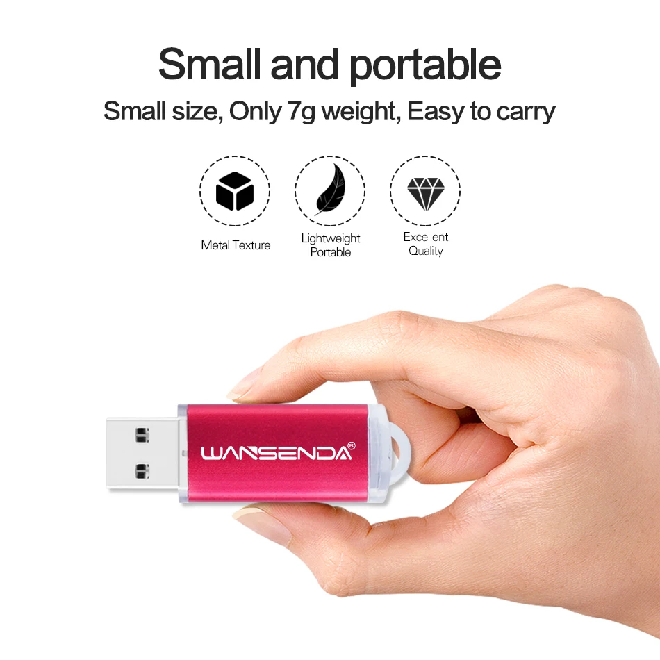 WANSENDA נייד USB Flash Drive כונן עט 8GB 16GB 32GB 64GB אמיתי קיבולת Pendrive 128GB 256GB מתכת מקל זיכרון דיסק U - 2