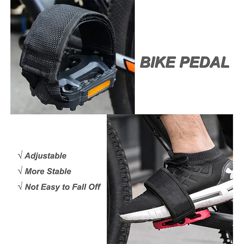 1Pair ניילון דוושת האופניים רצועות הבוהן קליפ רגל רצועת החגורה דבק אופניים פדלים הילוך קבוע אופני כביש חלקים MTB אביזרים - 2