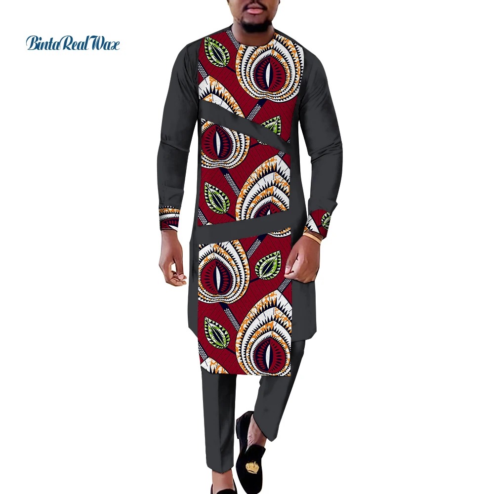 אפריקה שני חלקים תלבושות עבור אנשים שמציירים Africaines גלימות גודל פלוס חולצות מכנסיים שבט אפריקאי שמלות מודרניות WYN1742 - 2