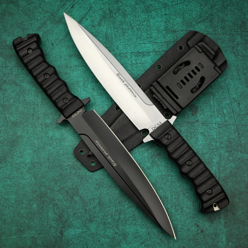 רוסיה פיניקס קמפינג סכין ציד קשיות גבוהה DC53 פלדה G10 לטפל חדה סכין טקטי קמפינג כלי הישרדות - 2
