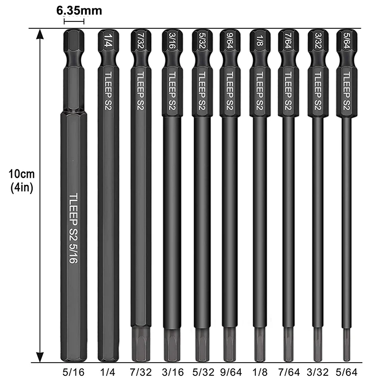 20Pcs הקס ראש ברגים מקדחים להגדיר SAE מדד Hex קצת סט מגנטי 100mm אלן מברג לשקע ביטים - 2
