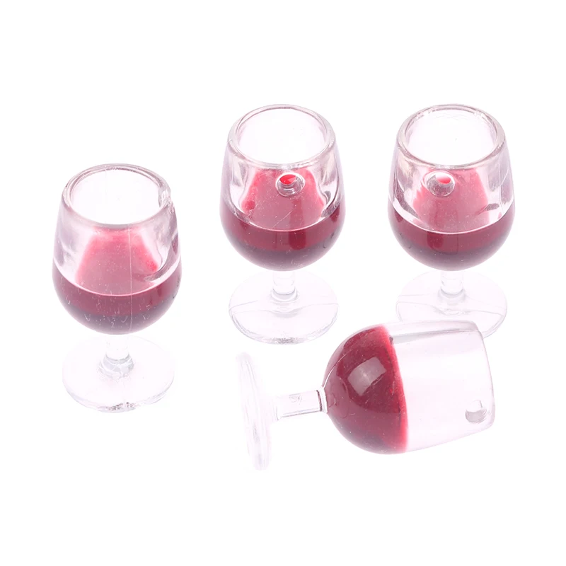 4pcs מיניאטורי יין אדום כוס יין כוסות הבובות מזונות מצרכים מטבח פייה בגן קישוטים - 2