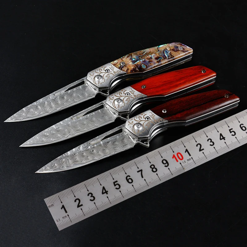 משלוח חינם חד דמשק פלדה, נפחות קמפינג כלי אולר שלושה סוגים של ידיות חיצוניות הגנה עצמית הסכין - 2