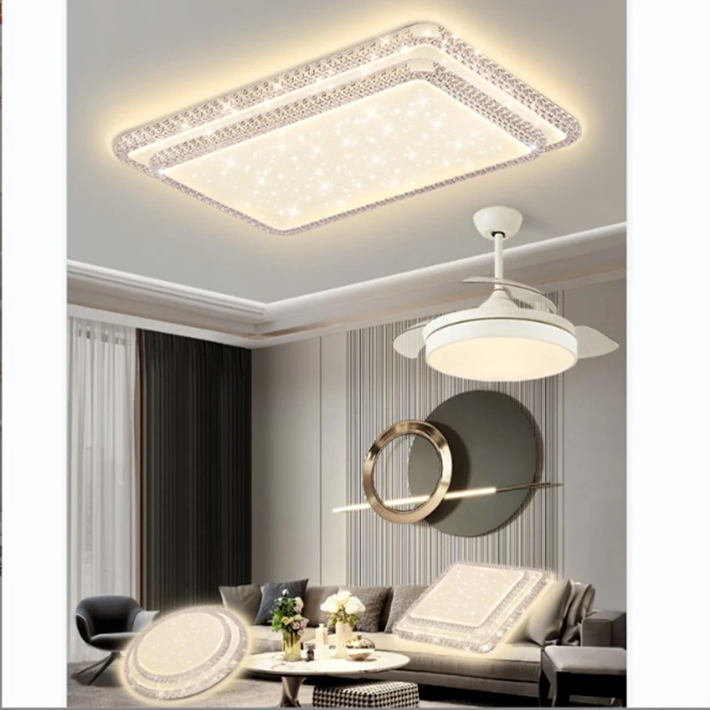 יוקרה חיקוי קריסטל בסלון תקרה מנורת LED מודרנית חדר שינה האוכל דן תליון אור פשוט עיצוב פנים מנורות - 2