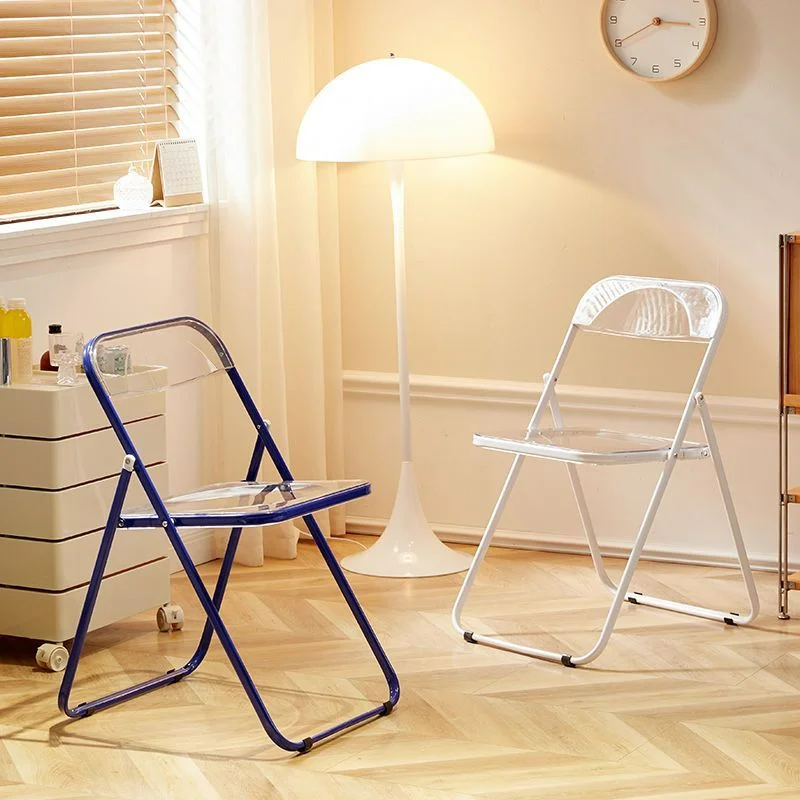 בסגנון נורדי שקוף כיסא מתקפל האוכל כסא אקרילי פלסטיק קריסטל כיסא כיסאות תמונה כיסאות נייד מתקפל צואה - 2