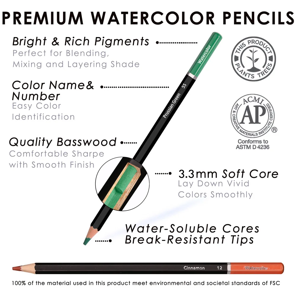 מפעל מכירה ישירה 72Pcs עפרונות צבעוניים ברזל מארז צביעה עם צבע מילוי עופרת יד לצייר גרפיטי 72 מים מסיסים צבע העיפרון - 2
