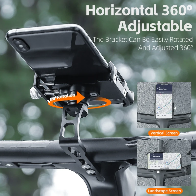 ווסט רכיבה על אופניים מחזיק טלפון משולב הכידון 360° Rotatable הטלפון לעמוד סגסוגת אלומיניום אופנוע E-Bike טלפון נייד תמיכה - 2