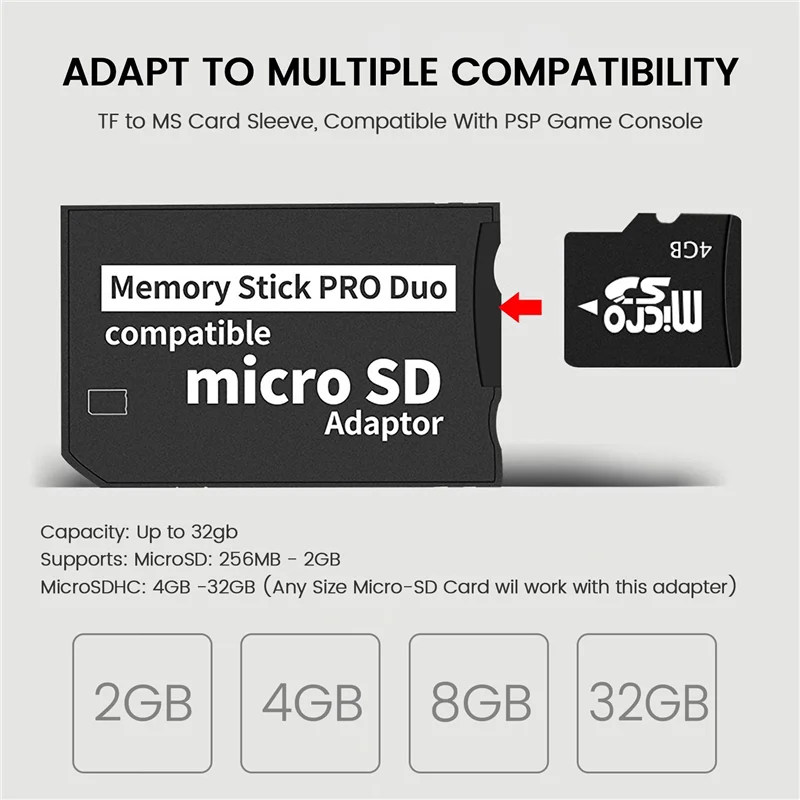 Memory Stick Pro Duo מיני MicroSD TF MS מתאם SD, SDHC Card Reader עבור Sony & PSP סדרה - 2
