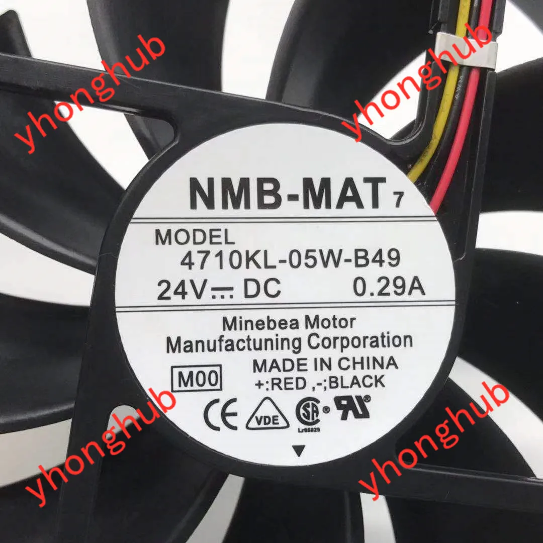 NMB-MAT 4710KL-05W-B49 M00 DC 24V 0.29 לי 120x120x25mm 3-חוט שרת מאוורר קירור - 2