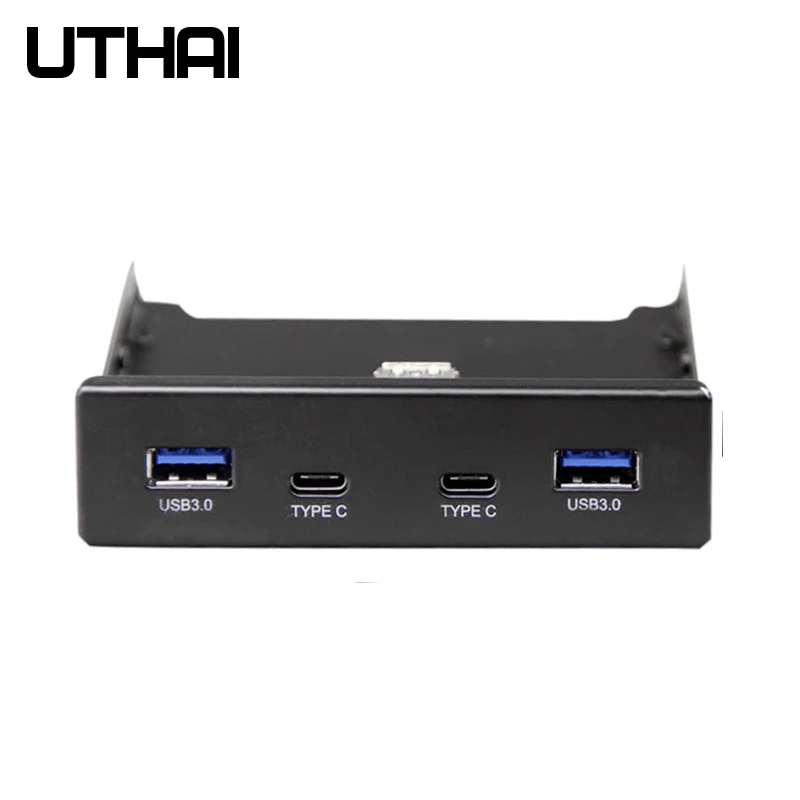 UTHAI G07 4 יציאות מרובות מסוג C-USB 2.0 USB 3.0 Hub סוגר מתאם עבור שולחן העבודה תקליטונים 3.5 אינץ ' ספליטר קדמי לוח קומבו - 2