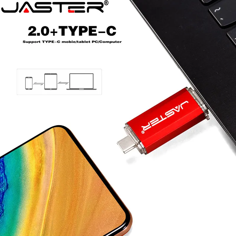 ג ' סטר USB 2.0 מהירות גבוהה כונני פלאש 64GB מסוג-C עט כונן עבור אנדרואיד טלפון חכם 2NI1 מקל זיכרון למים הכחולים דיסק U - 2