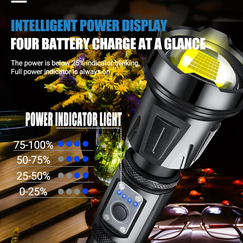 XHP360 לפיד 26650 סוללות כוח הבנק FlashlightsTactical אור חיצונית חזקה 15000000 Lumens עבודה זרם פנס קמפינג - 2