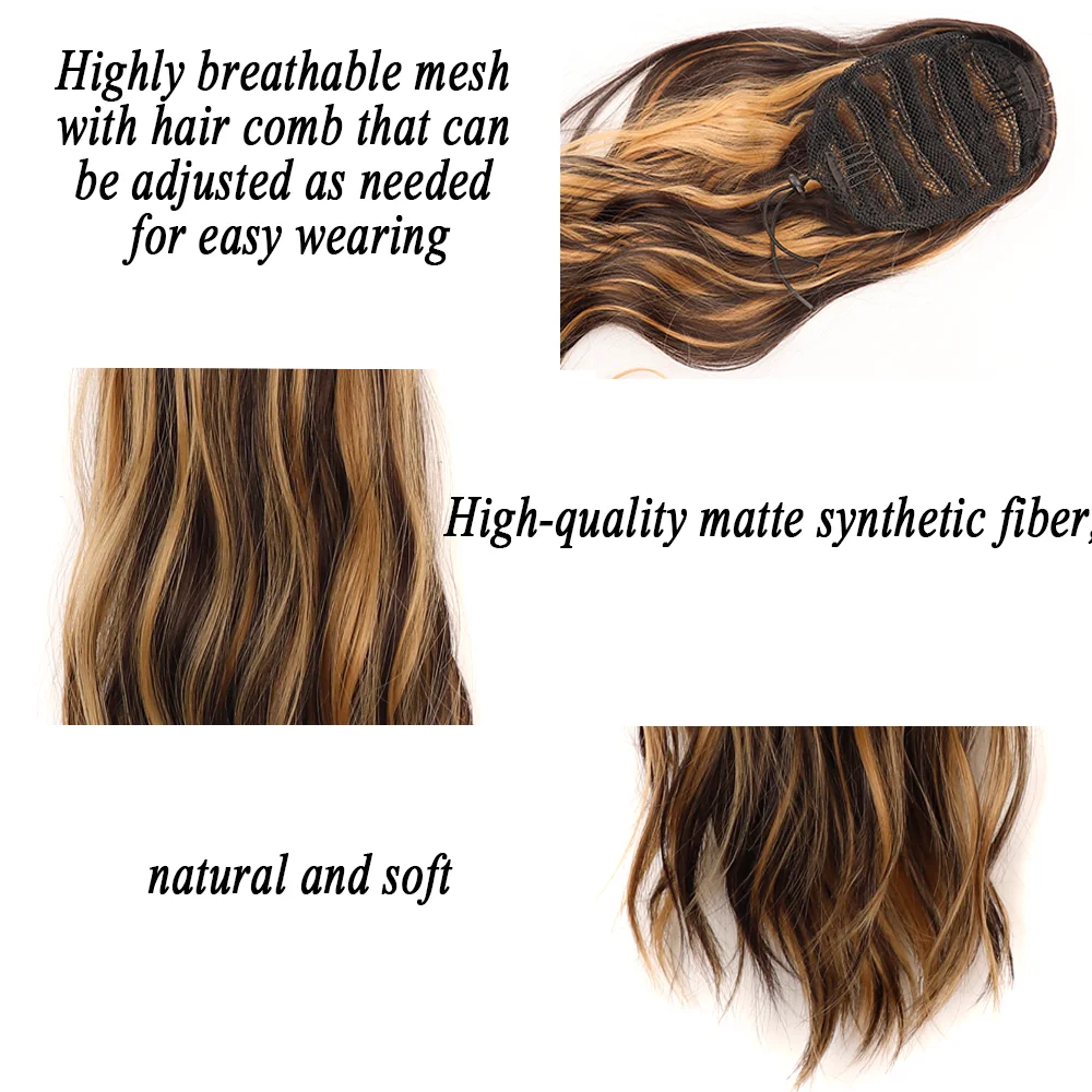 Alileader סינטטי הקוקו הארכת שיער מזויף שיער זנב מסולסל לעטוף את הקוקו הרחבה עבור נשים - 2
