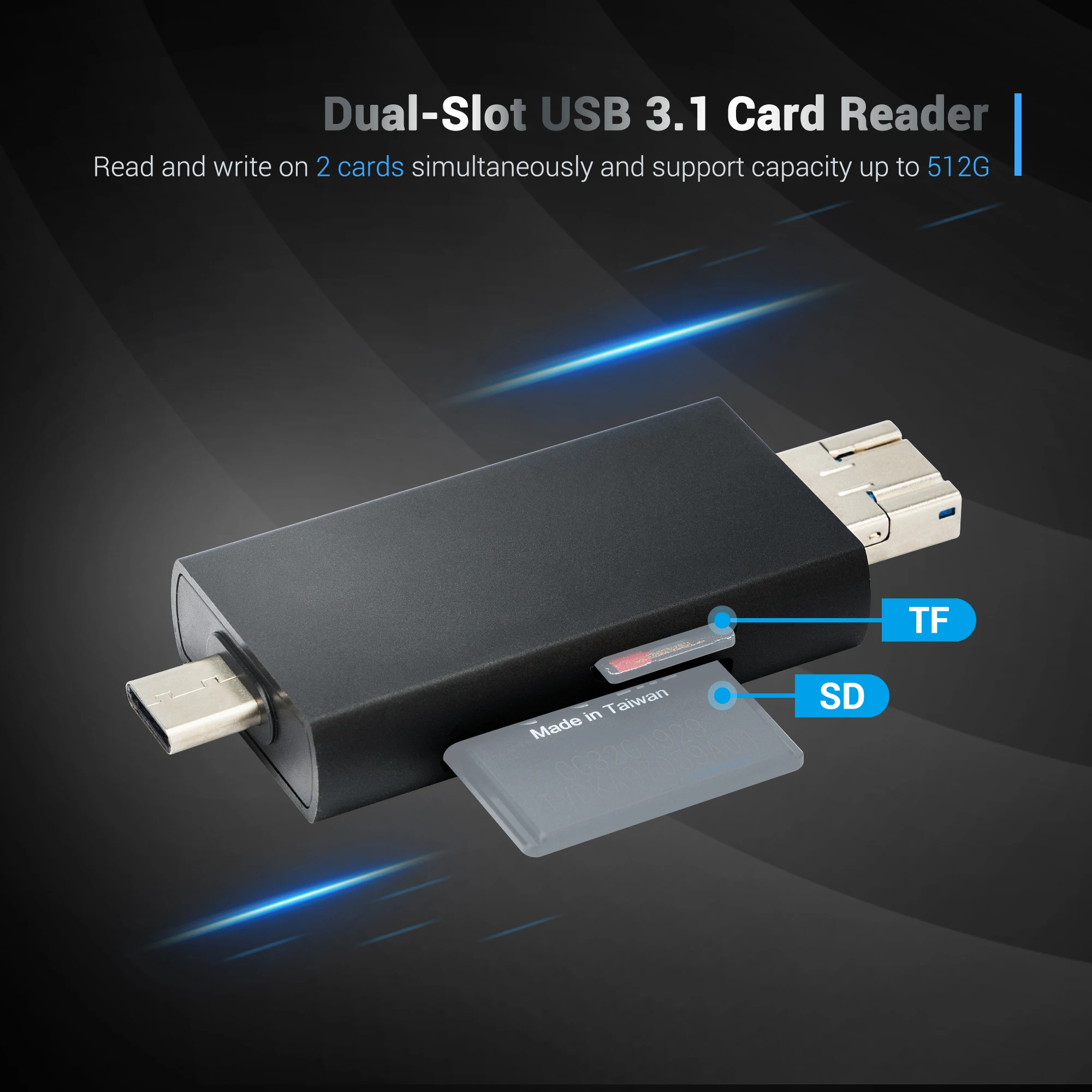 JJC UHS-II SD MSD קורא כרטיסי USB 3.1/מיקרו USB 2.0/סוג C USB 3.1-ל. SD Micro SD TF כרטיס זיכרון מתאם למחשב נייד טלפון OTG - 2