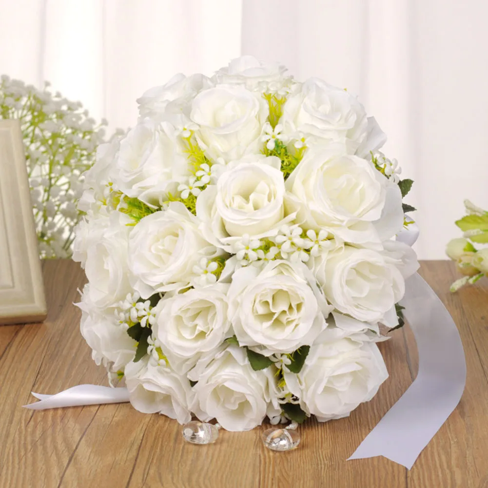 מחזיק פרחים מלאכותיים רוז זר חתונה לבן שמפניה שמלת שושבינה מסיבת הכלולות הכלה, Mariage ניחוח - 2