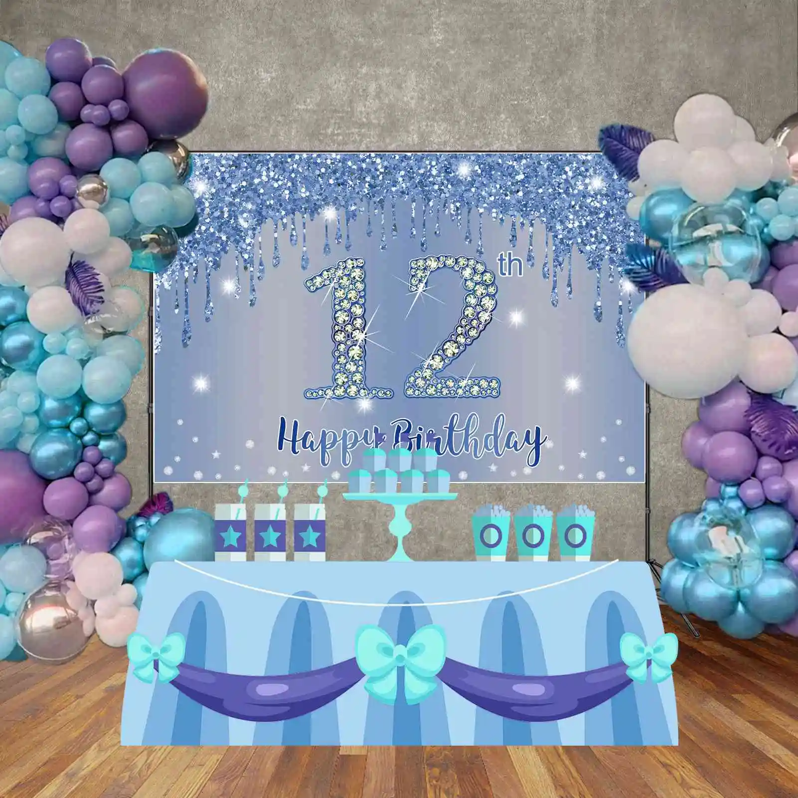 מון.QG תמונות רקע מותאם אישית כחול יום הולדת שמח רקע באנר צד אספקה בנים מקלחת תינוק חתונה קישוט אביזרים - 2