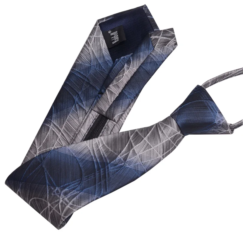 2020 מעצב אופנה חדשה 8cm עניבות לגברים כחול אפור הדרגתי רוכסן עניבות מסיבת חתונה רשמית חליפת עסקים עם קופסא מתנה - 2