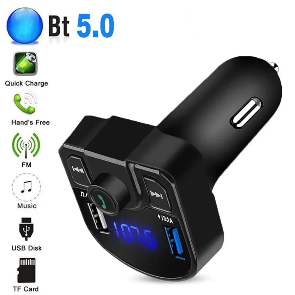 4.1 Bluetooth דיבורית לרכב LED משדר FM Dual USB מטען לרכב 3.1 A 1A 2 יציאות USB MP3 נגן מוזיקה Iphone14 - 2