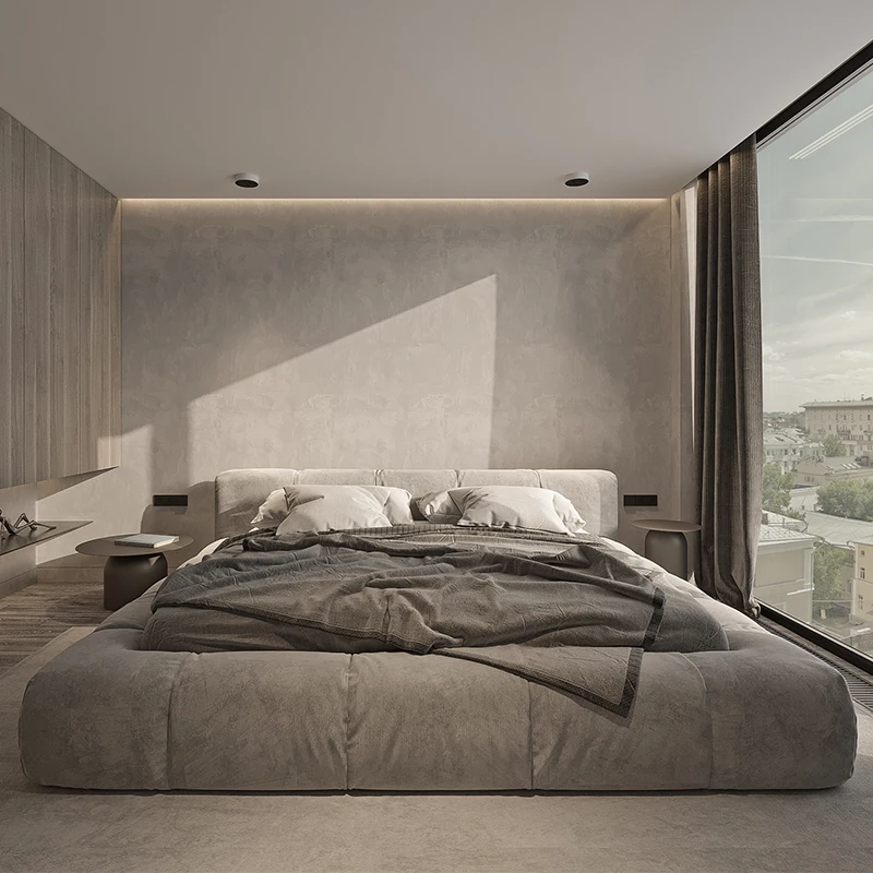 מודרני פשוט בד אמנות המיטה, איטלקית אור יוקרה תוספות הרוח המיטה, נורדי טאטאמי מאסטר מיטה זוגית יפנית מיטה נמוכה - 2