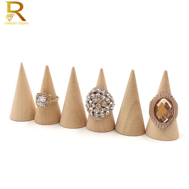 5Pcs/Set עץ חרוט יצירתי טבעת מחזיק טבעת ארגונית תכשיטים מחזיק תצוגת הטבעת כלי תצוגה תכשיטים אחסון ציוד - 2