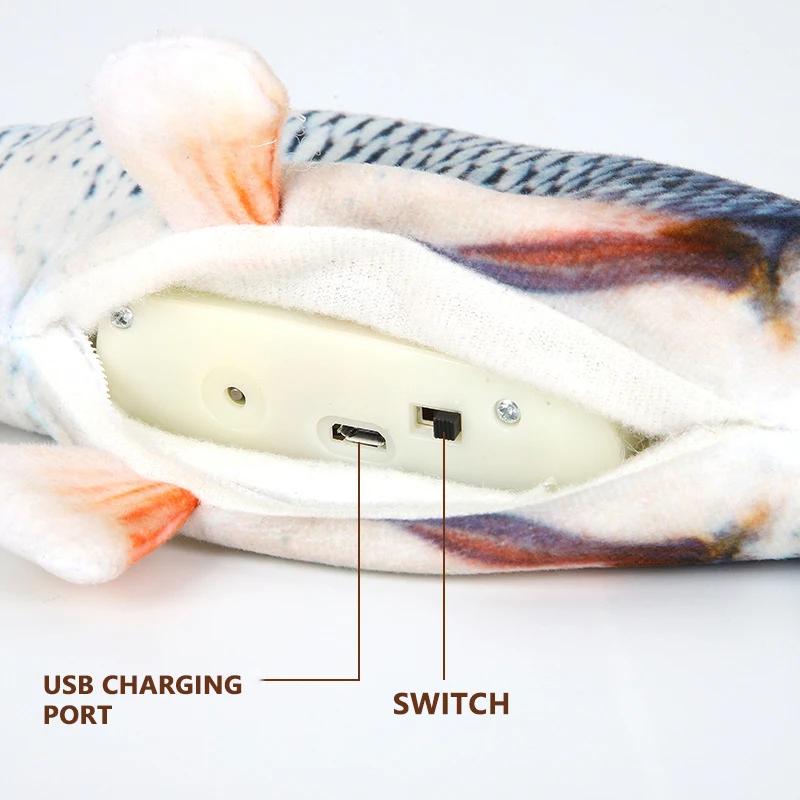 מחמד רך אלקטרוני צורת דגים חתול צעצוע חשמלי USB טעינת סימולציה דגים צעצועים מצחיק החתול ללעוס משחק אספקה Dropshiping - 2