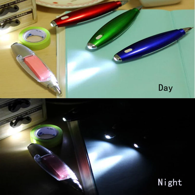 1 יח 'עט כדורי מנורת LED תותח נייר מדבקה Memo Pad פלסטיק עט רב תכליתי למשרד ביה