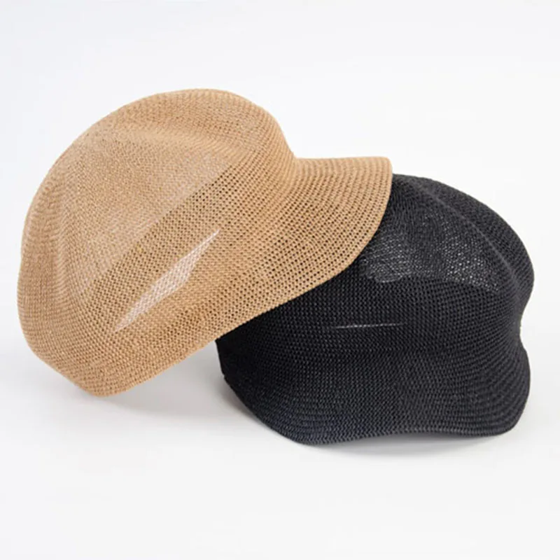 2023 מתומן כובע קש נשים קיץ דק כתב כובע צייר מתכוונן חבל סרוגים כומתה רשת לנשימה Boinas פארא Mujer - 2