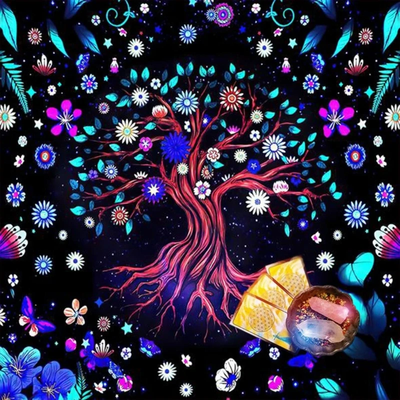 כיכר פלנלית טארוט מזבח בד לוח משטח משחק אסטרולוגי הנביאים כרית כיסוי שולחן כרטיס מחצלת חזיונות המפה - 2