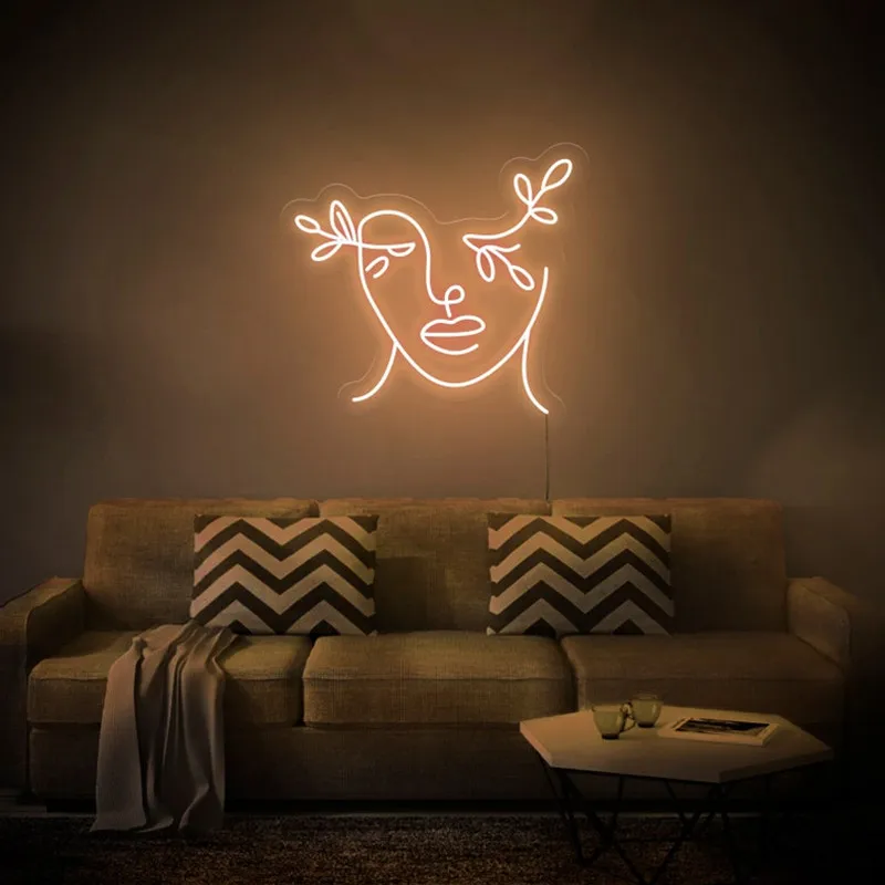 מותאם אישית ניאון אמא טבע פנים Led שלט ניאון אור מנורת Led הביתה עיצוב חדר קיר בעיצוב סימן עיצוב אמנות ילדה הפנים שלט מתנה - 2
