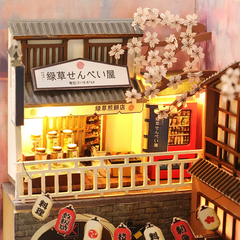 הספר החדש פינה היפנים פריחת הדובדבן הסמטה לשים מדף הספרים להכניס ארון הספרים DIY התאספו בניית צעצועים לילדה מתנה קאסה - 2